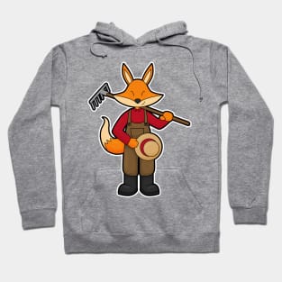 Fox as Farmer with Rake & Hat Hoodie